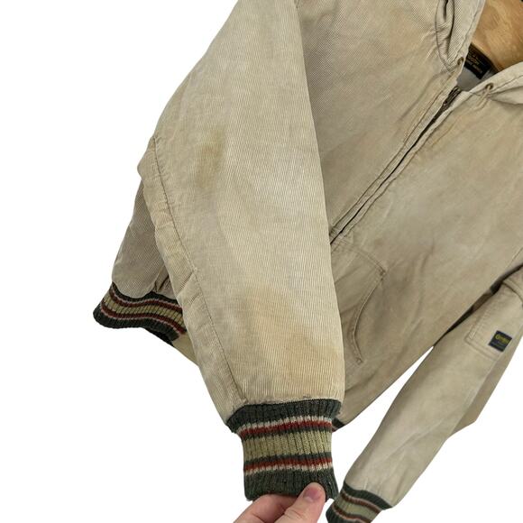 VTG 70s Men's Cream Corduroy OshKosh B'Gosh Quilt Lined Varsity Chore Jacket XL - Picture 6 of 14